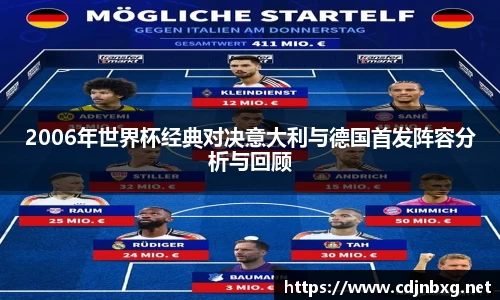 2006年世界杯经典对决意大利与德国首发阵容分析与回顾